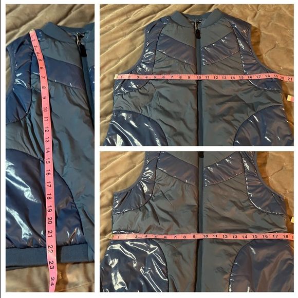 Bernardo Ecoplume Mixed Media Vest Jacket Blue M - Picture 10 of 11